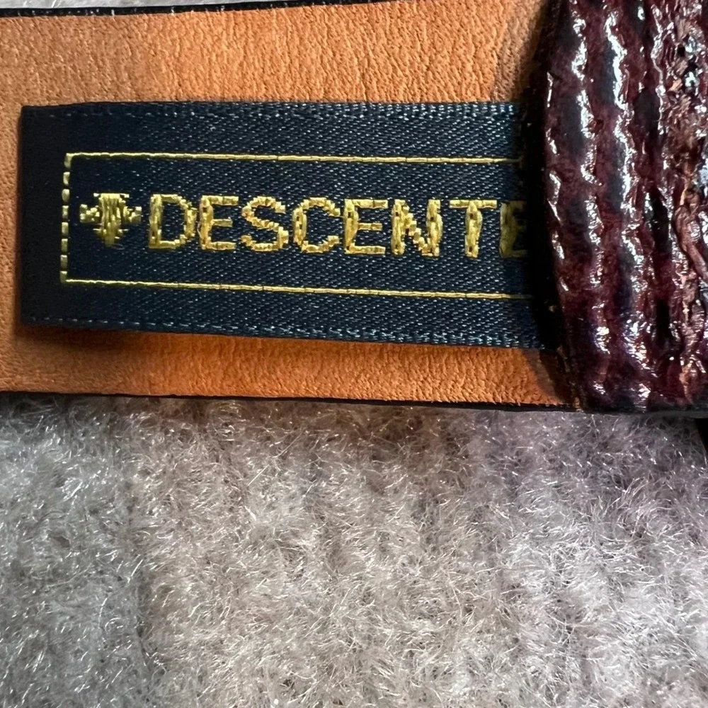 Descente Missouri Belt Mens 38 Brown Snakeskin Embossed Leather Brass Buckle